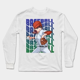 Baseball Player Boys Girls Youth Female Outfielder Sports Long Sleeve T-Shirt